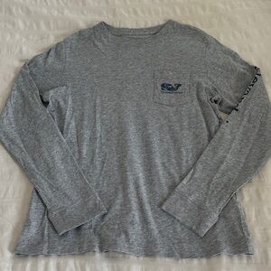 Vineyard Vines Heather Gray Long Sleeve Tee - Blue Camo Whale